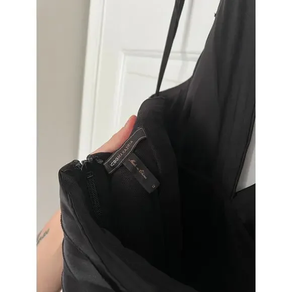 BCBGMaxazria Black Satin Y2K Whimsygoth Halter Cocktail Dress - Picture 5 of 7